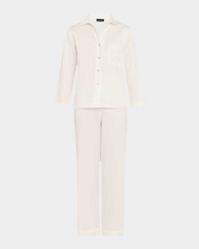 Cropped Cotton Sateen Pajama Set